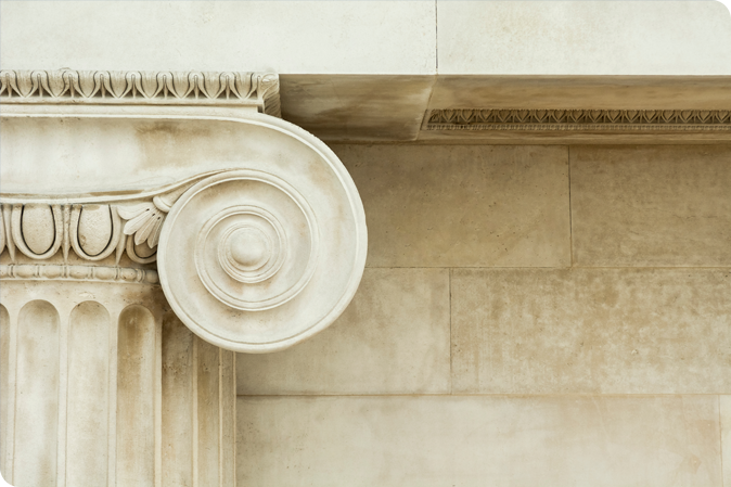 Corner of courthouse column