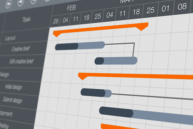 Computer monitor showing project management software