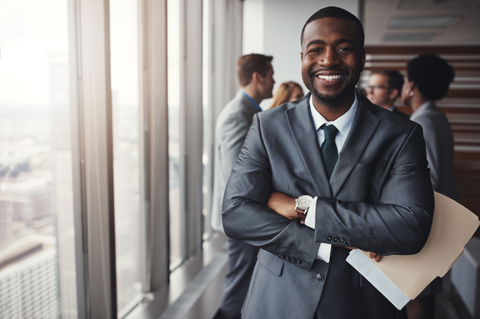 Male lawyer smiling at camera